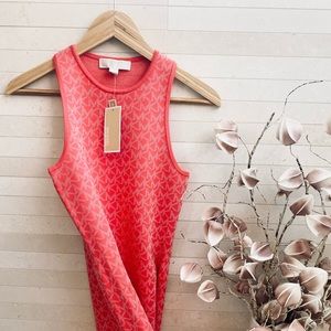 New MK stretch logo fitted jacquard tank dress